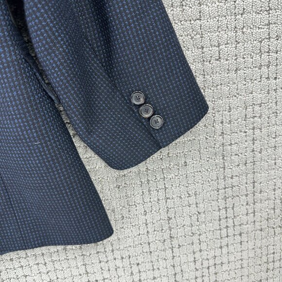 Zanella Italy Blazer Jacket Mens Size 42 Navy Blue Two Button Wool Lined Pockets - Picture 4 of 9